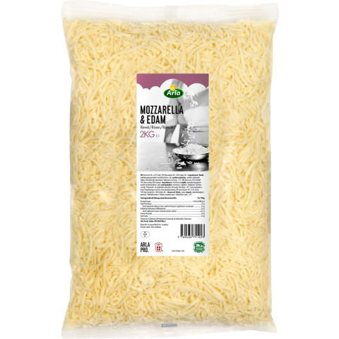 Mozzarella- Edam cheese grated 23% 6x2kg 05760466751216